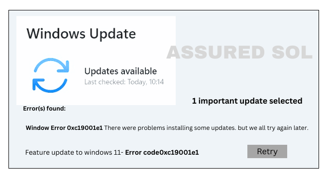 Error Code 0xc19001e1