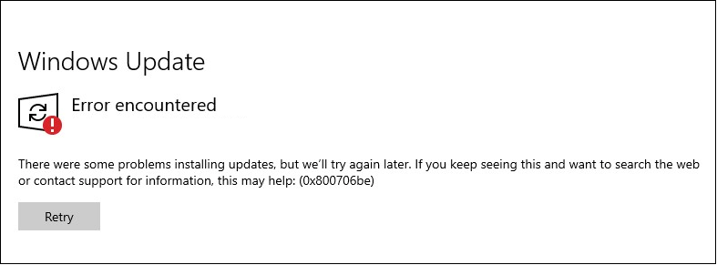 Windows update error 0x800706be or 0x800706be